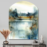 Summer Lake Landscape Illustration II - Asymmetric Metal Wall Art