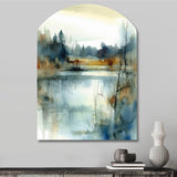 Summer Lake Landscape Illustration II - Asymmetric Metal Wall Art