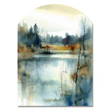 Summer Lake Landscape Illustration II - Asymmetric Metal Wall Art