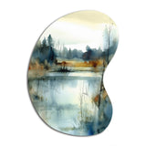 Summer Lake Landscape Illustration II - Asymmetric Metal Wall Art