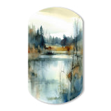 Summer Lake Landscape Illustration II - Asymmetric Metal Wall Art