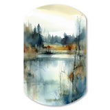 Summer Lake Landscape Illustration II - Asymmetric Metal Wall Art