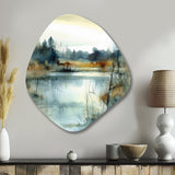 Summer Lake Landscape Illustration II - Asymmetric Metal Wall Art