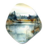 Summer Lake Landscape Illustration II - Asymmetric Metal Wall Art