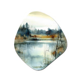 Summer Lake Landscape Illustration II - Asymmetric Metal Wall Art