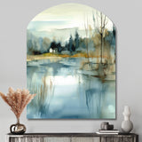 Summer Lake Landscape Illustration V - Asymmetric Metal Wall Art