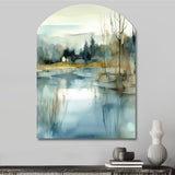 Summer Lake Landscape Illustration V - Asymmetric Metal Wall Art