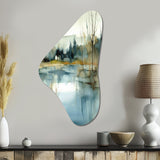 Summer Lake Landscape Illustration V - Asymmetric Metal Wall Art