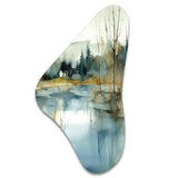 Summer Lake Landscape Illustration V - Asymmetric Metal Wall Art