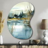 Summer Lake Landscape Illustration V - Asymmetric Metal Wall Art