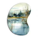 Summer Lake Landscape Illustration V - Asymmetric Metal Wall Art