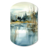 Summer Lake Landscape Illustration V - Asymmetric Metal Wall Art