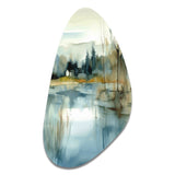 Summer Lake Landscape Illustration V - Asymmetric Metal Wall Art