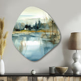 Summer Lake Landscape Illustration V - Asymmetric Metal Wall Art