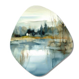 Summer Lake Landscape Illustration V - Asymmetric Metal Wall Art