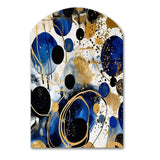 Abstract Pattern With Blue & Golden Textures XVIII - Asymmetric Metal Wall Art