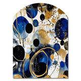 Abstract Pattern With Blue & Golden Textures XVIII - Asymmetric Metal Wall Art