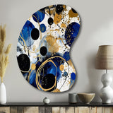 Abstract Pattern With Blue & Golden Textures XVIII - Asymmetric Metal Wall Art