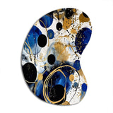 Abstract Pattern With Blue & Golden Textures XVIII - Asymmetric Metal Wall Art