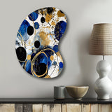 Abstract Pattern With Blue & Golden Textures XVIII - Asymmetric Metal Wall Art