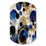 Abstract Pattern With Blue & Golden Textures XVIII - Asymmetric Metal Wall Art