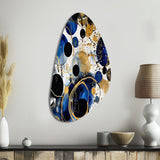 Abstract Pattern With Blue & Golden Textures XVIII - Asymmetric Metal Wall Art