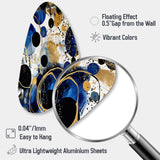 Abstract Pattern With Blue & Golden Textures XVIII - Asymmetric Metal Wall Art