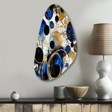 Abstract Pattern With Blue & Golden Textures XVIII - Asymmetric Metal Wall Art