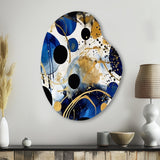 Abstract Pattern With Blue & Golden Textures XVIII - Asymmetric Metal Wall Art