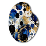 Abstract Pattern With Blue & Golden Textures XVIII - Asymmetric Metal Wall Art