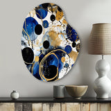 Abstract Pattern With Blue & Golden Textures XVIII - Asymmetric Metal Wall Art