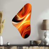 Orange Abstract Warm Fractal Design IV - Asymmetric Metal Wall Art