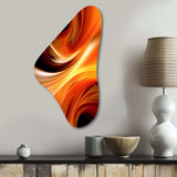 Orange Abstract Warm Fractal Design IV - Asymmetric Metal Wall Art