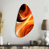 Orange Abstract Warm Fractal Design IV - Asymmetric Metal Wall Art