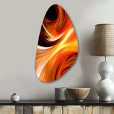 Orange Abstract Warm Fractal Design IV - Asymmetric Metal Wall Art