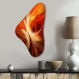 Orange Abstract Warm Fractal Design VI - Asymmetric Metal Wall Art