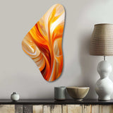 Orange Abstract Warm Fractal Design VII - Asymmetric Metal Wall Art