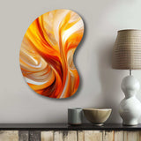 Orange Abstract Warm Fractal Design VII - Asymmetric Metal Wall Art