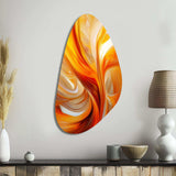 Orange Abstract Warm Fractal Design VII - Asymmetric Metal Wall Art