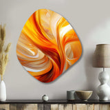 Orange Abstract Warm Fractal Design VII - Asymmetric Metal Wall Art