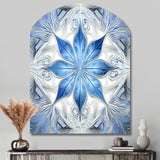 Turquoise and White Fractal Flowers I - Asymmetric Metal Wall Art