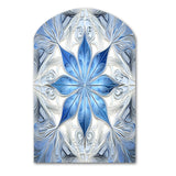 Turquoise and White Fractal Flowers I - Asymmetric Metal Wall Art