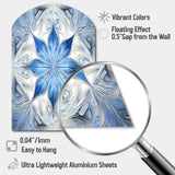 Turquoise and White Fractal Flowers I - Asymmetric Metal Wall Art