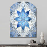 Turquoise and White Fractal Flowers I - Asymmetric Metal Wall Art