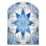 Turquoise and White Fractal Flowers I - Asymmetric Metal Wall Art