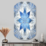 Turquoise and White Fractal Flowers I - Asymmetric Metal Wall Art