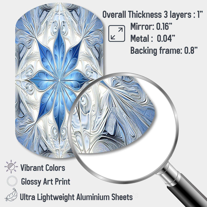 Turquoise and White Fractal Flowers I - Asymmetric Metal Wall Art