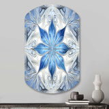 Turquoise and White Fractal Flowers I - Asymmetric Metal Wall Art