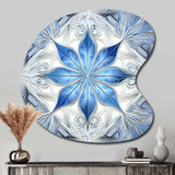 Turquoise and White Fractal Flowers I - Asymmetric Metal Wall Art