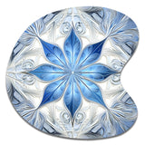 Turquoise and White Fractal Flowers I - Asymmetric Metal Wall Art